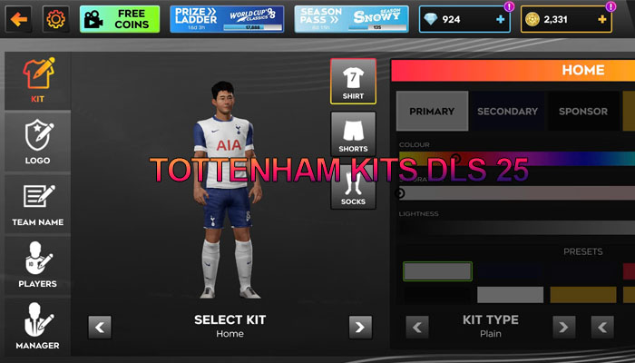TOTTENHAM KITS DLS 25