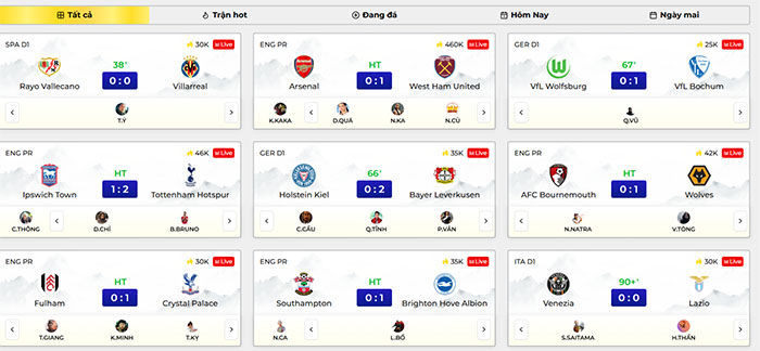 Live Live Football tại LuongSon TV