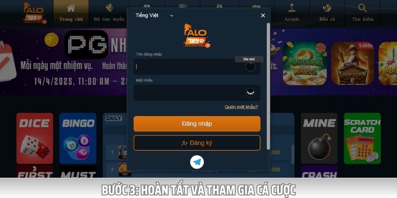 Các Bước Đăng Nhập ALO789